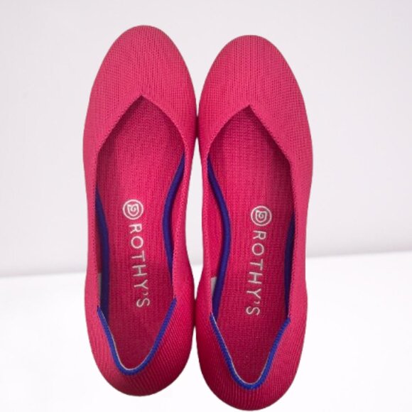Rothy’s The Flat Round Toe Ballet Flats Size 9 Hot Pink Worn Twice - Picture 4 of 10